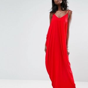 RED HAREM DRAPE MAXI DRESS
